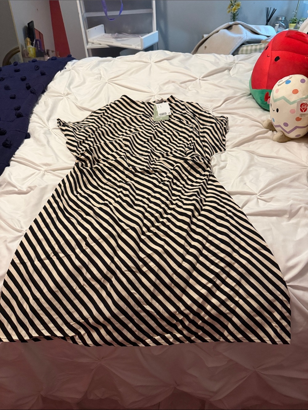 H&M Black and White Striped Mini Dress